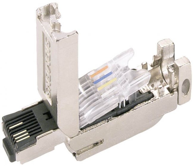 RJ45 PROFINET connector 100Mbit/s. Fact Connect cable 180°.