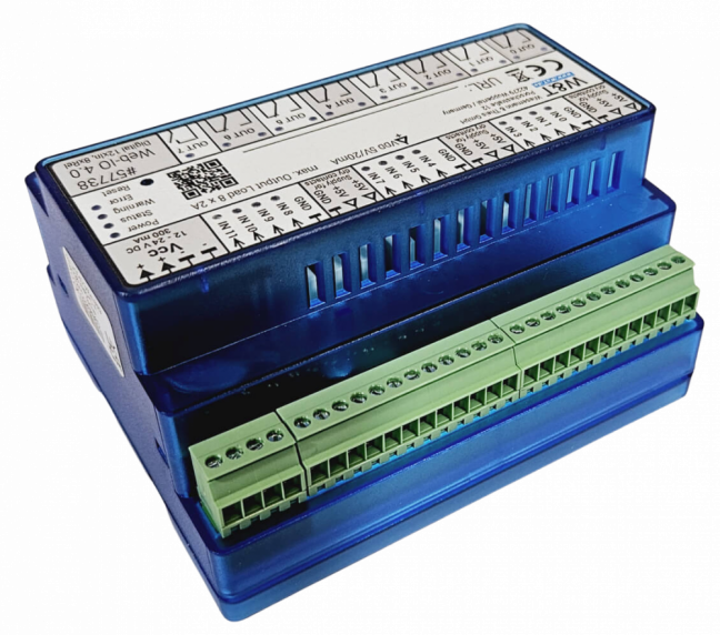 Ethernet IO remote digital inputs outputs 24V: 12xDI, 8xDO relay, Modbus TCP, REST, MQTT, OPC UA