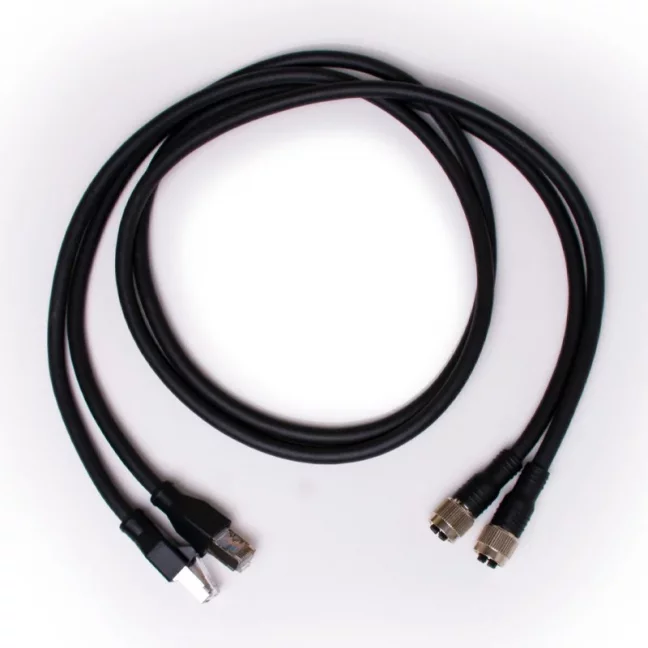 2× PROFINET RJ45 (m) – M12 (f) X coded 1m adapter cable for Navitek IE