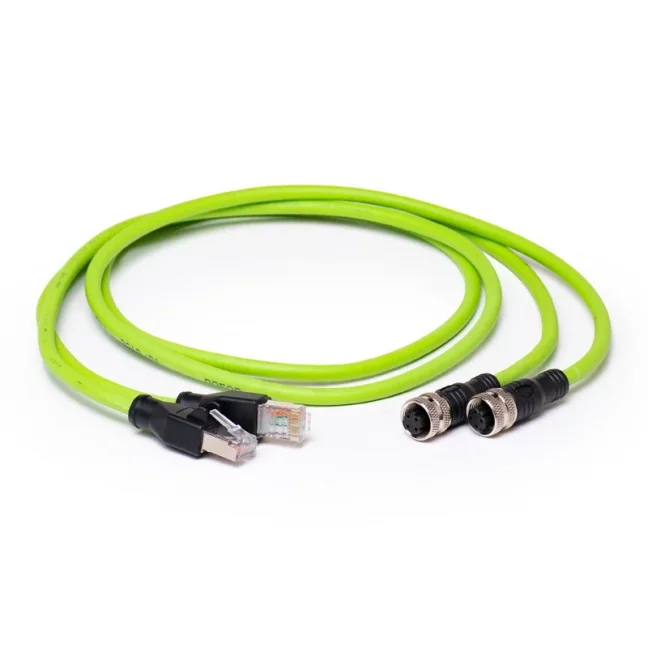 2× PROFINET RJ45 (m) – M12 (f) D coded 1m adapter cable for Navitek IE