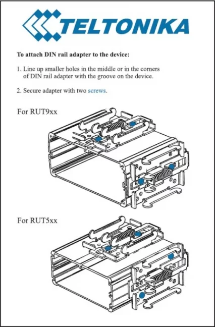 DIN Rail Kit for Teltonika RUT5xx and RUT9xx series routers