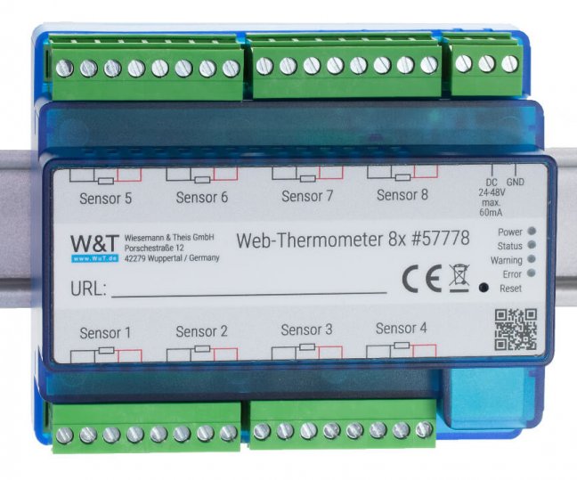 Ethernet Thermometer 8x Pt100/Pt1000 sensors via terminal block, Modbus TCP, REST, MQTT, OPC UA
