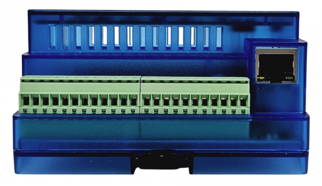 Ethernet IO vzdálené digitální vstupy výstupy 24V: 12xDI, 8xDO relé, Modbus TCP, REST, MQTT, OPC UA