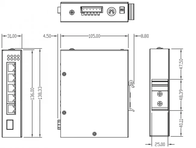 IMP-G0601-F průmyslový PoE switch, 5x 100/1000M RJ45 + 1x1000M SFP