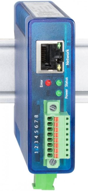 Ethernet IO vzdálené analog vstupy výstupy 0-10V: 1xAI, 1xAO, Modbus TCP, REST, MQTT, OPC UA