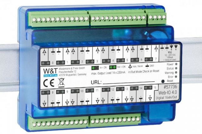 Ethernet IO remote inputs outputs 24V: 16xDI, 16xDO, Modbus TCP, REST, MQTT, OPC UA