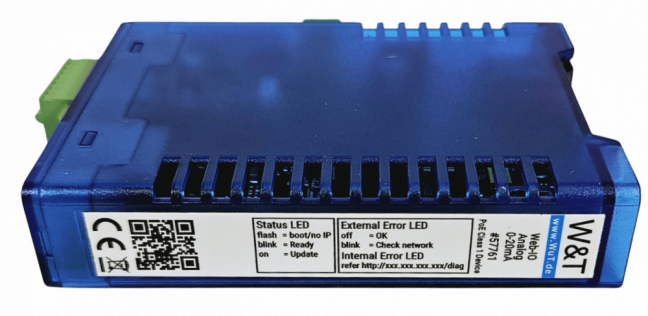 Ethernet IO vzdálené analog vstupy výstupy 0-20mA: 1xAI, 1xAO, Modbus TCP, REST, MQTT, OPC UA
